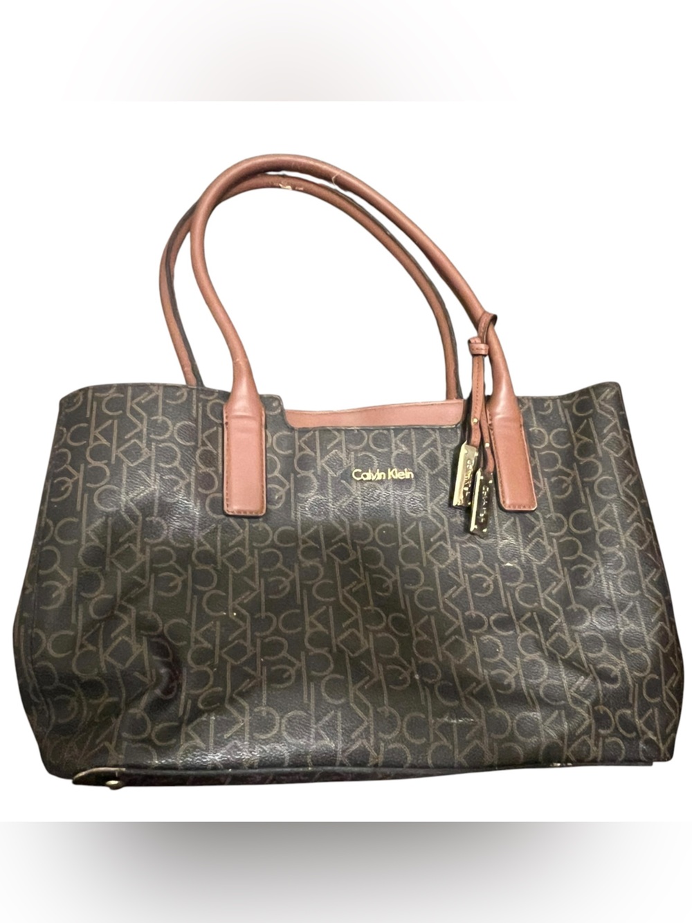 Calvin Klein CK Monogram Tote Bag Brown